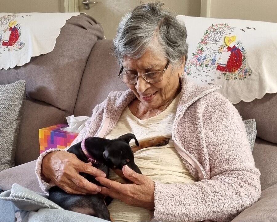 Therese and Ollie (the puppy)